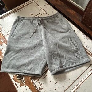 Puma Men's Light Gray Athletic Fleece Shorts with Drawstring